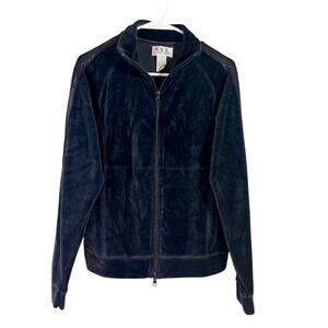 New York Laundry Black Velvet Zip-up Sweatshirt  Sz L PP0806
